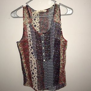Vanilla Star // Multi-Print Button Blousy Tank-Top